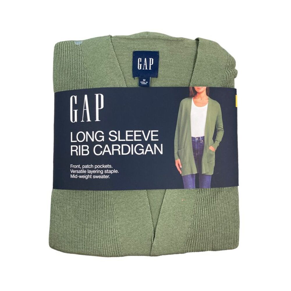 Four Leaf Clover - GAP Women's Mid Weight Front Patch Pockets Long Sleeve Rib Ca